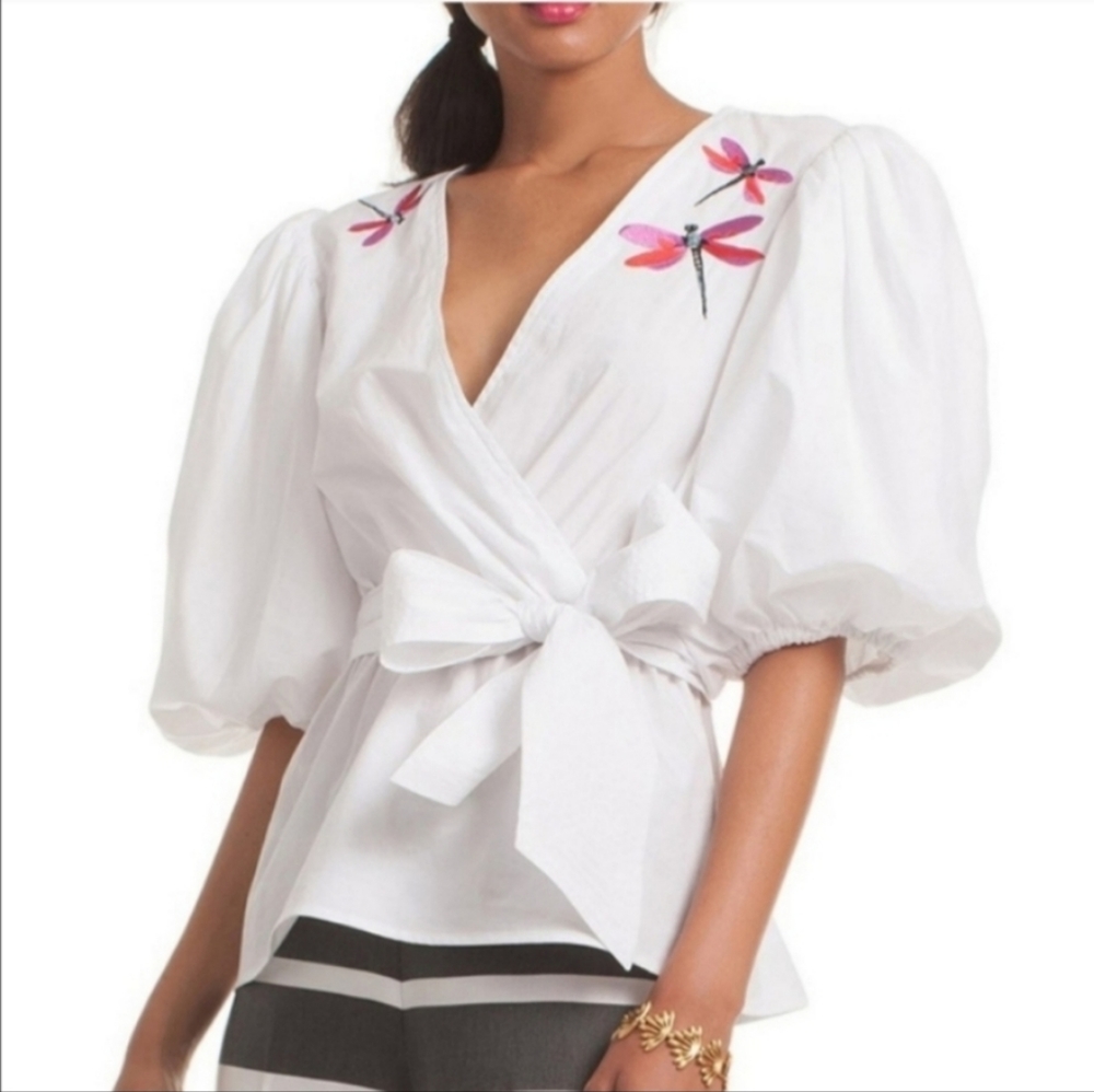 Trina Turk Dragonfly Front Blouse, Size L